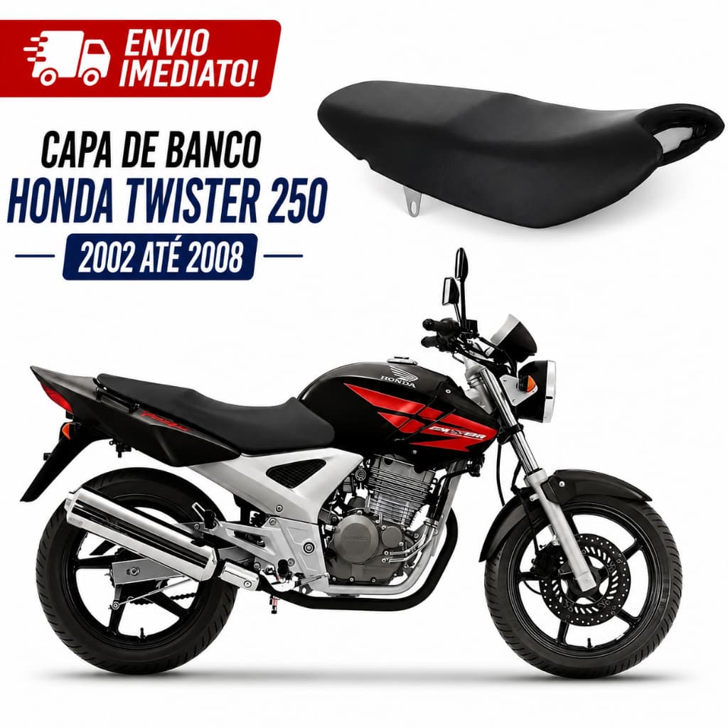 Capa Banco Moto Honda CBX 250 Twister 2002 A 2008 Preta - Modelo Original