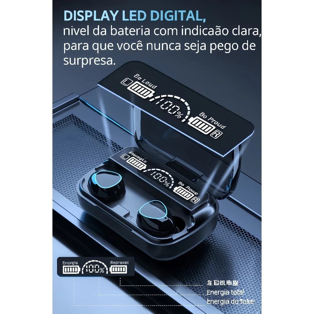 Fone M10 De Ouvido bluetooth 5.3 Sem Fio tws Estéreo Com Pod Carregador