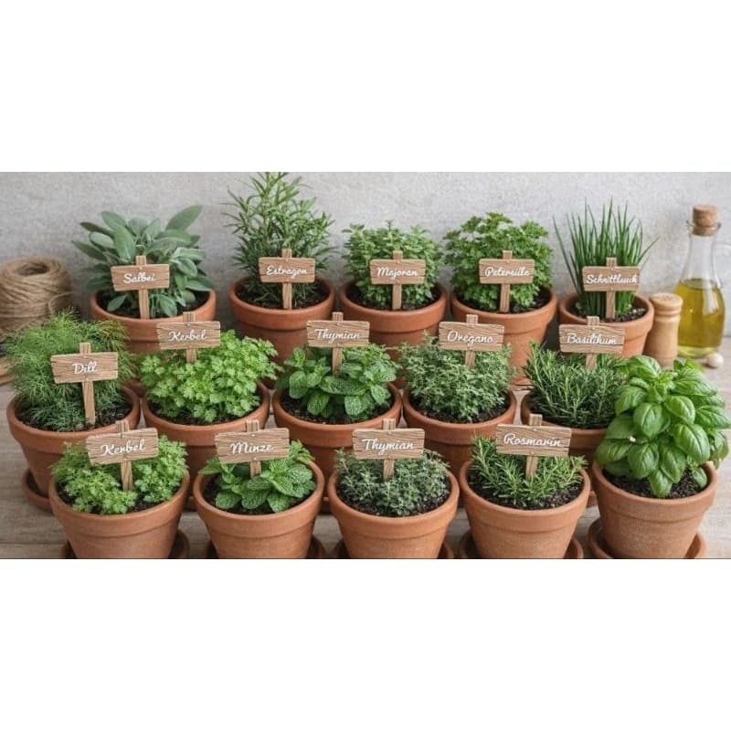 🌿 Kit Plaquinhas para Horta e Jardim de Ervas 3D( 7 unidades de plaquinhas)