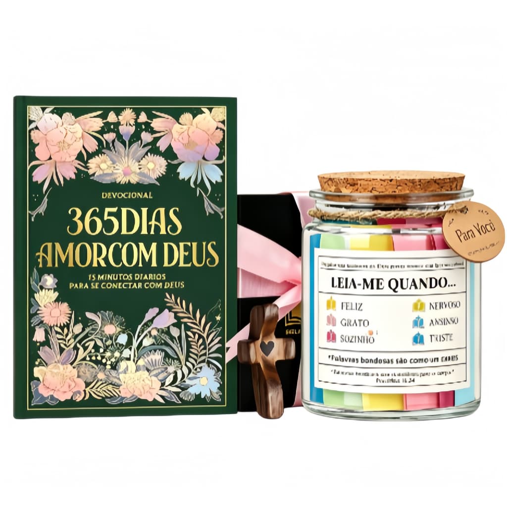 Conjunto de oração 365 dias amor com deus lata com versículos bíblicos Presente de aniversário Lembranças religiosas