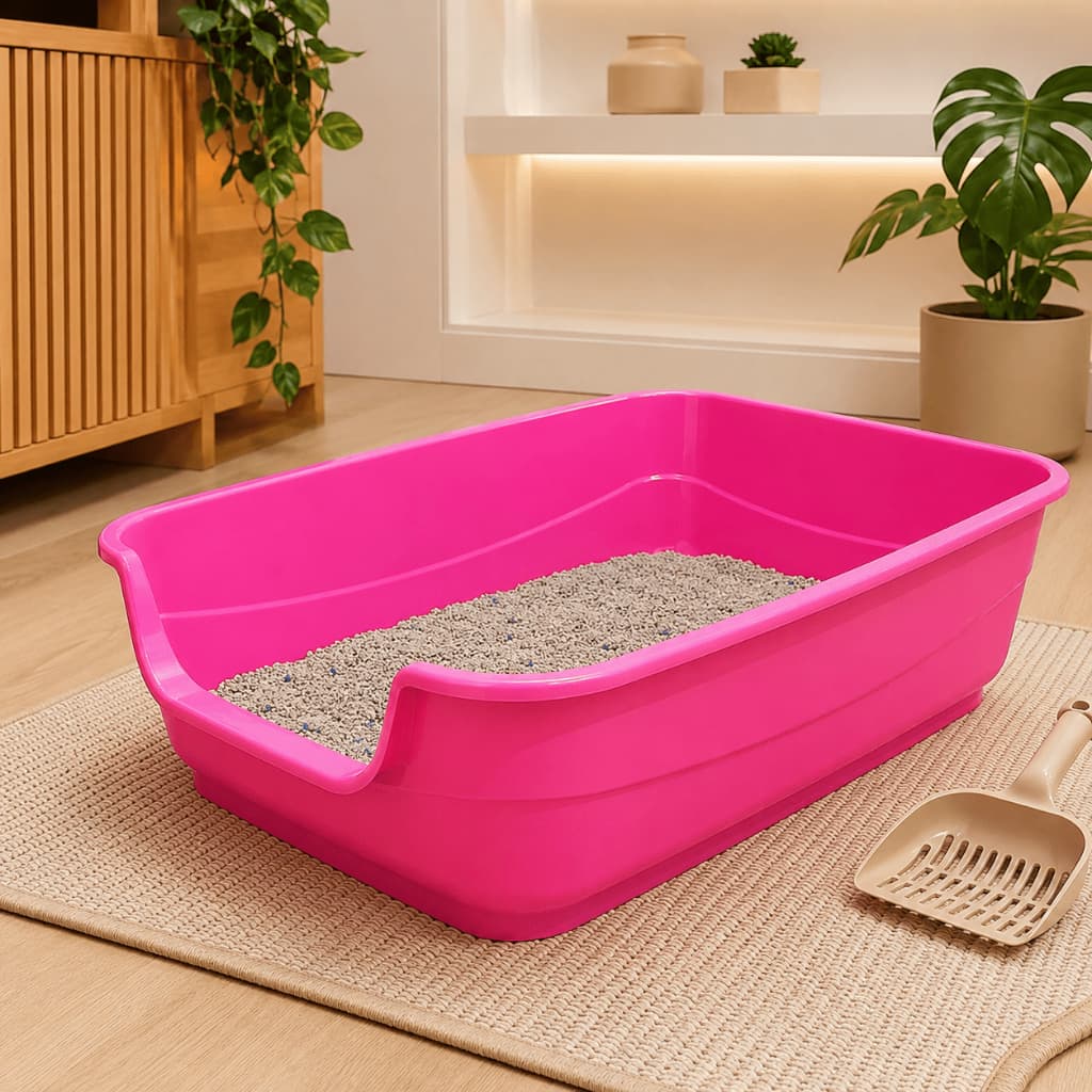 Caixa Areia Gato Bandeja Sanitária Jumbo Grande 62x50x20cm Gatil Extra Grande Reforçada Alta