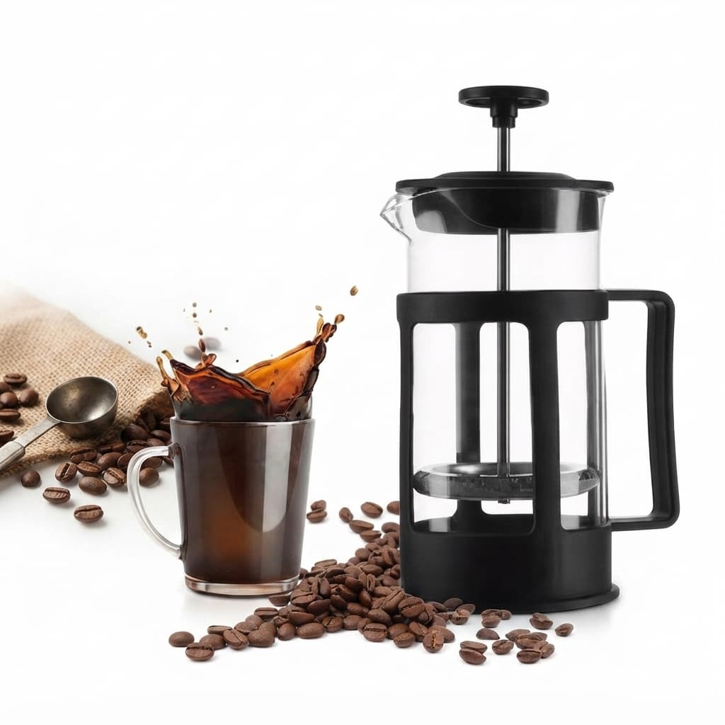 Cafeteira de Prensa Francesa 600ml Estrutura Resistente Design Elegante Preto Cremeira Leite Cafe