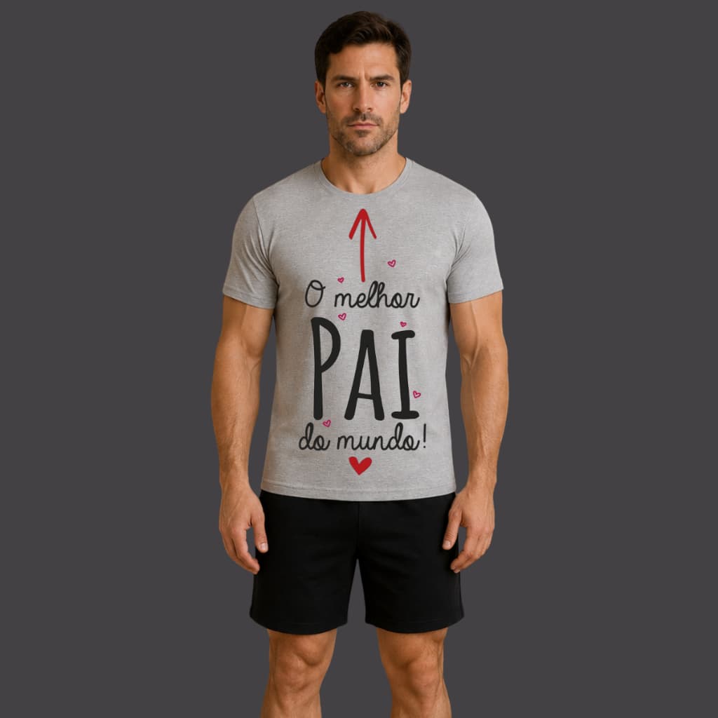 Conjunto Pijama Masculino Manga Curta Personalizado Adulto Dia dos Pais com Shorts Confortável
