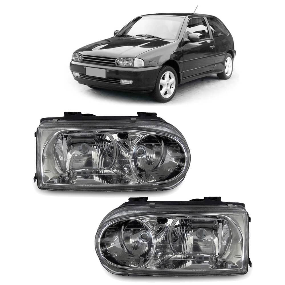 Par Farol Gol Atlanta Gti Tsi 1995 A 1999 Duplo Lente Lisa Cromado - Gol Saveiro Parati 1995 A 1999 -Special 1998 A 2004