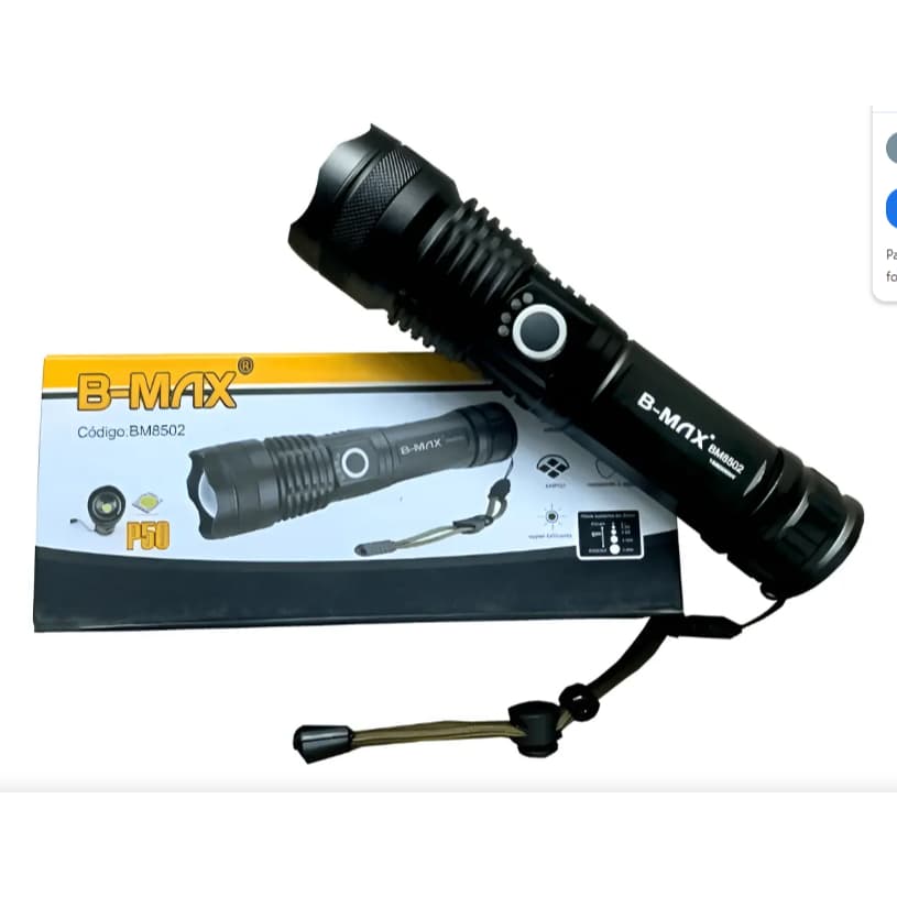 Lanterna BMax SuperPotente P50 Recarregável e Pilha