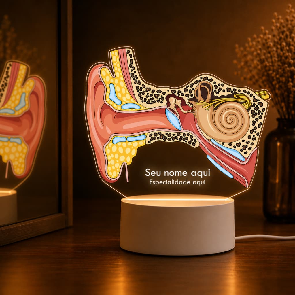 Luminária LED 3D de Mesa / Luz Noturna Presente Criativo / Decoração - audição, anatomia do ouvido, órgãos