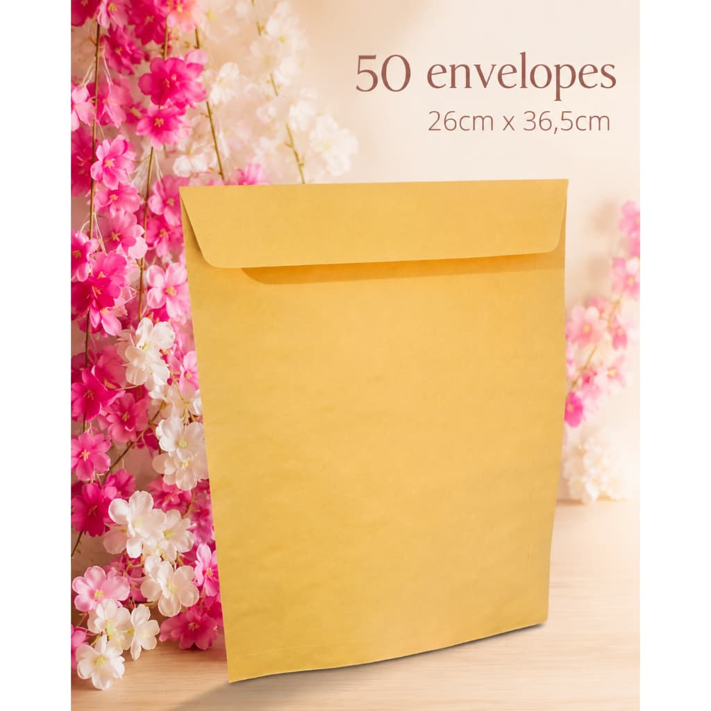 50 unidades Envelope Ouro / Amarelo 26cm x 36,5cm 80g Ipecol