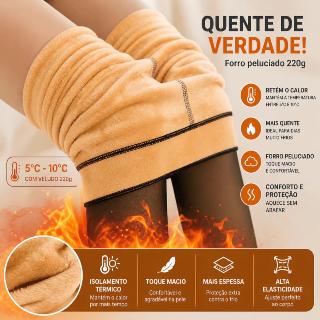 Meia Calça Térmica Forrada Peluciada Translucida Feminina Forrada Premium 36 ao 48