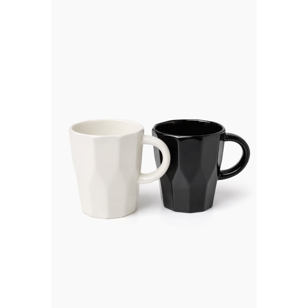 Caneca Cerâmica Premium Mira 235ml Design Moderno em Branco e Preto para Bebidas Quentes e Froidas