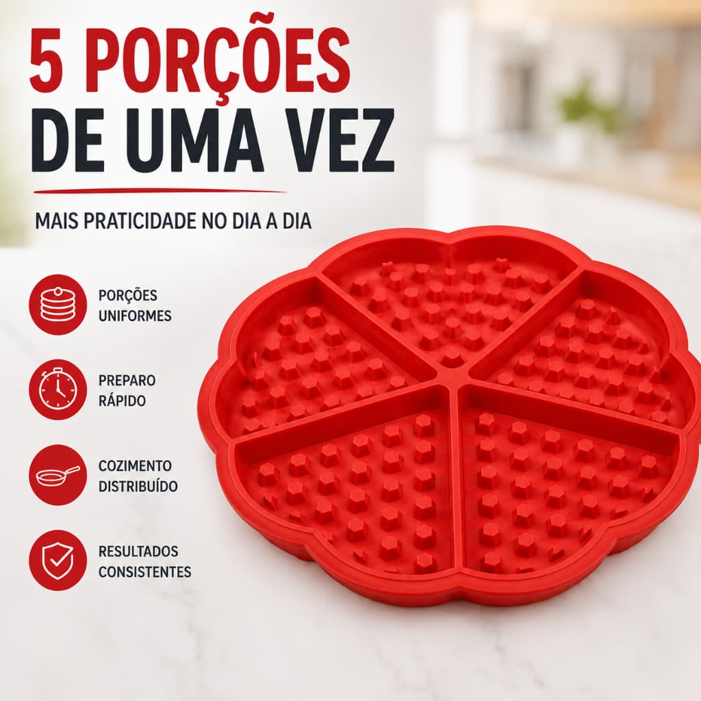 Forma Silicone Panqueca Waffle Ovo Antiaderente Com Divisórias Livre BPA Cozinha