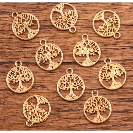 Kit 12 Pingente Árvore da Vida Dourado Para Artesanato Colar Pulseira Acessório