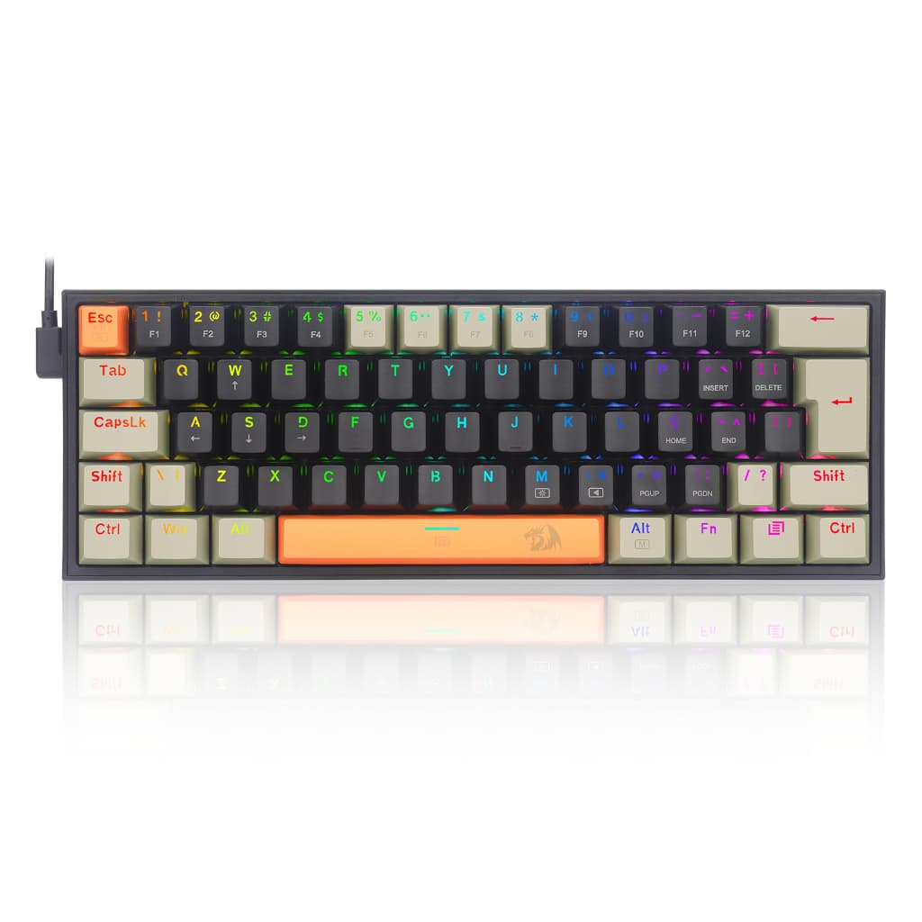 TECLADO MECANICO GAMER FIZZ RGB LARANJA PRETO E CINZA SWITCH MARROM