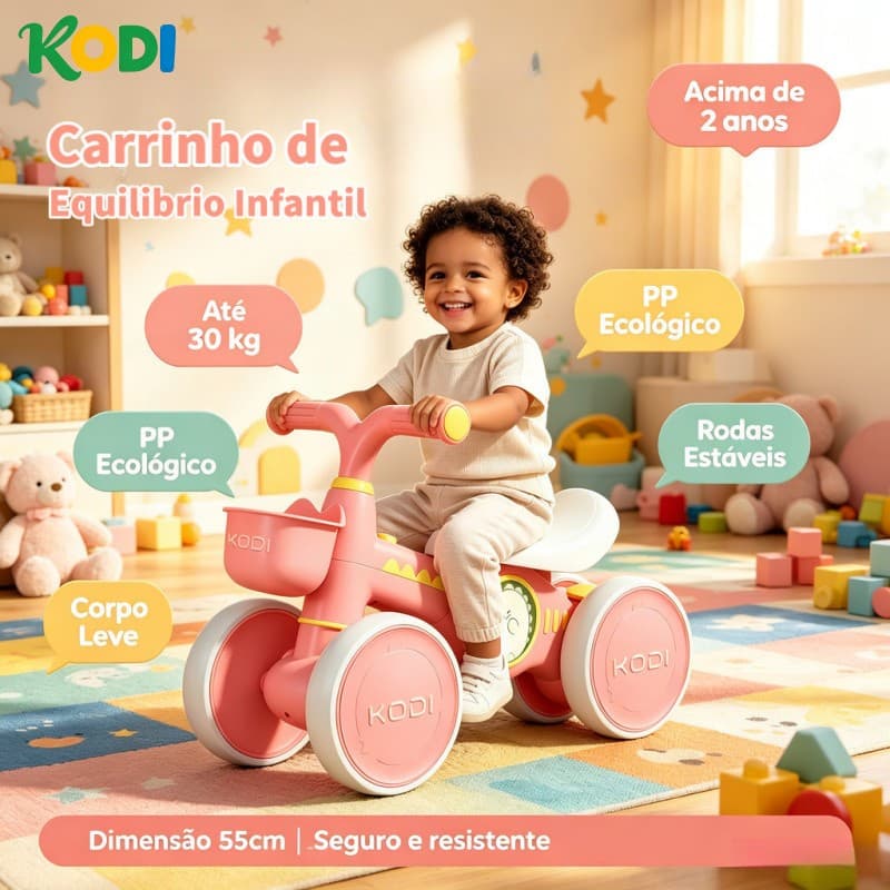 Carro de Equilíbrio Infantil 4 Rodas Seguro Sem Pedal Modelo Novo para Iniciantes-P25