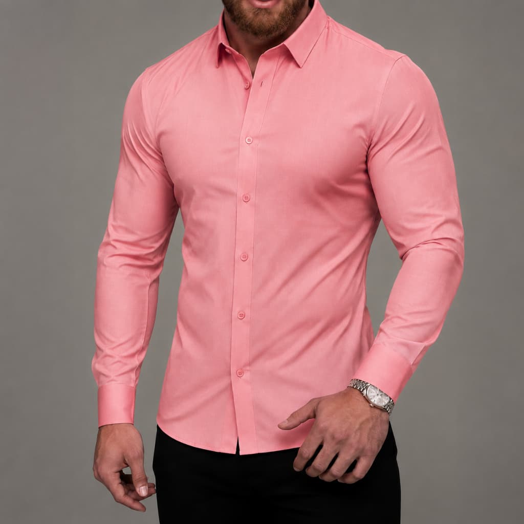 Camisa Social Masculina Slim Fit Manga Longa Mitong  Sem Elastano Elegante e Antirrugas 40%Algodão + 60%Poliéster