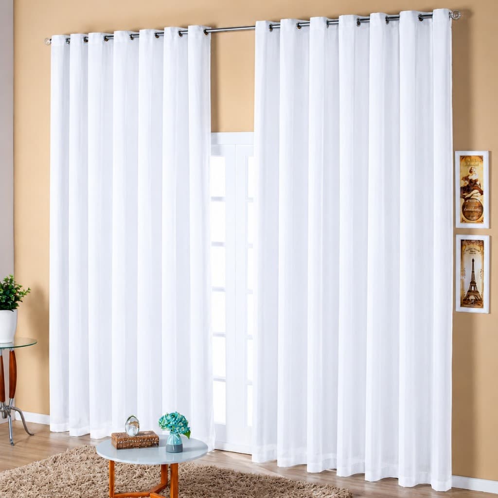 Cortina Luxo Voil Gaze De Linho Com Forro Blackout 8,00x2,80 Sala E Quarto