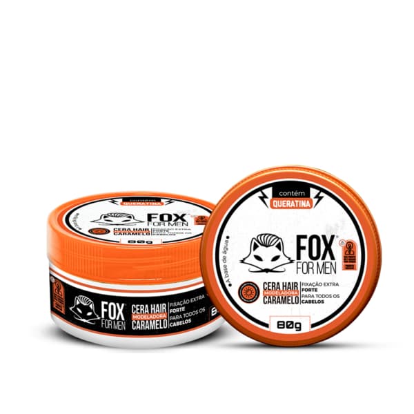 Pomada Cera Modeladora Caramelo Fox For Men com Queratina Fixação Extra Forte Efeito Natural Sem Resíduos
