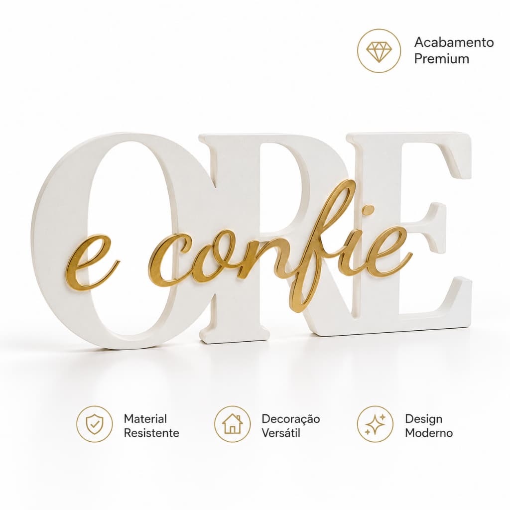 Letreiro Ore e Confie Decoração Religiosa Moderna Minimalista