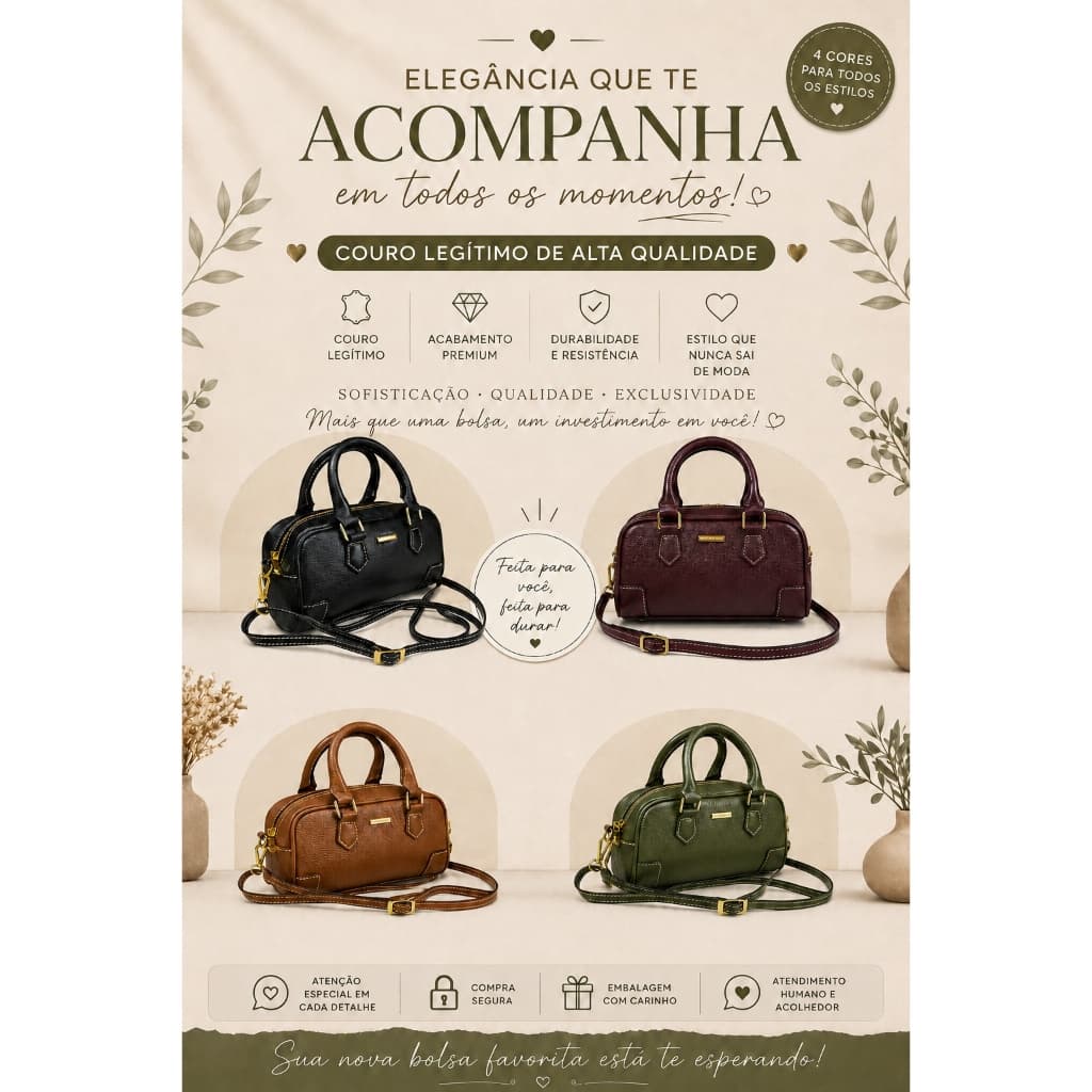 Bolsa Feminina Verona Couro Legítimo Tiracolo Transversal Elegante Casual Ombro
