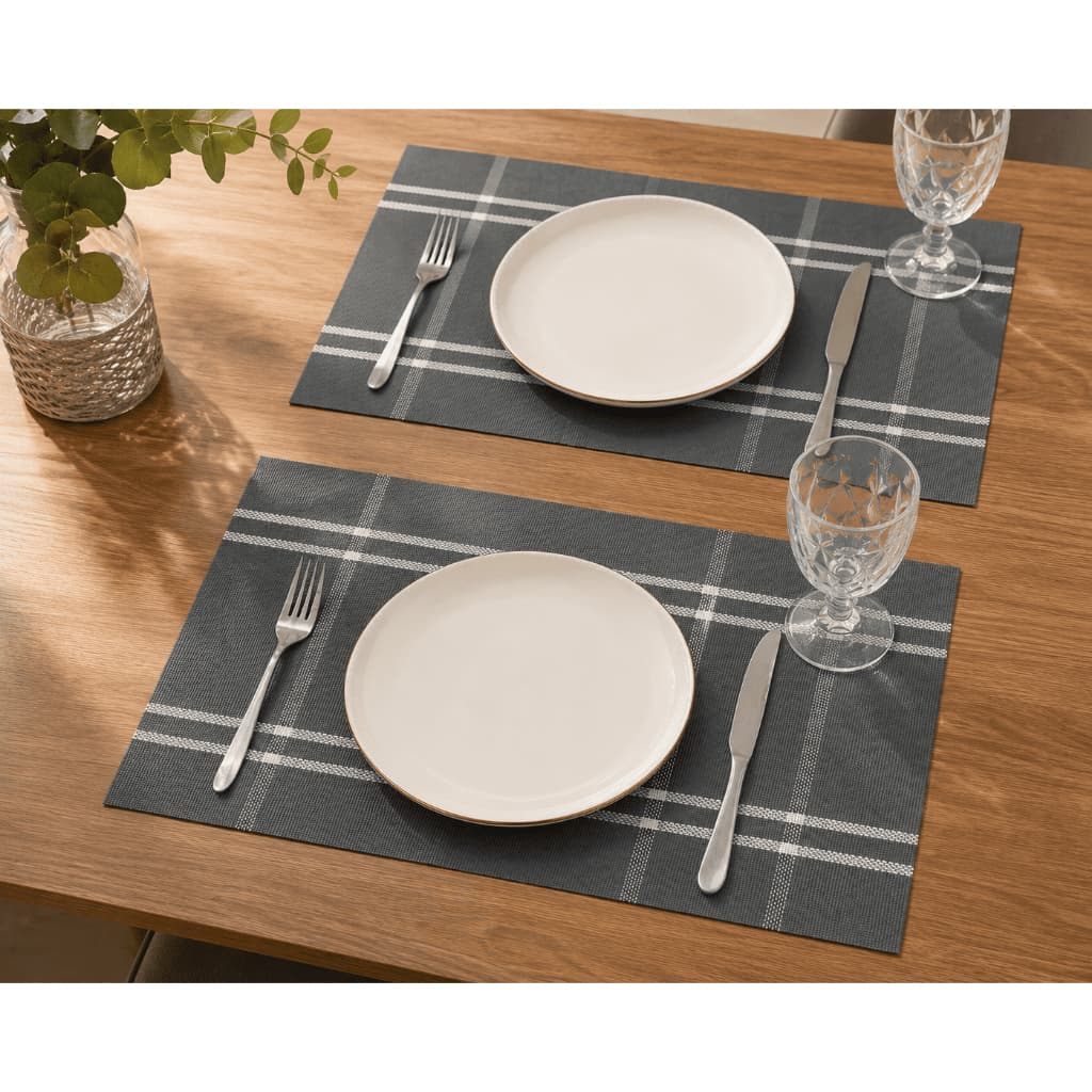Jogo Americano Branco e Cinza Xadrez 45x31cm Mesa Decoração