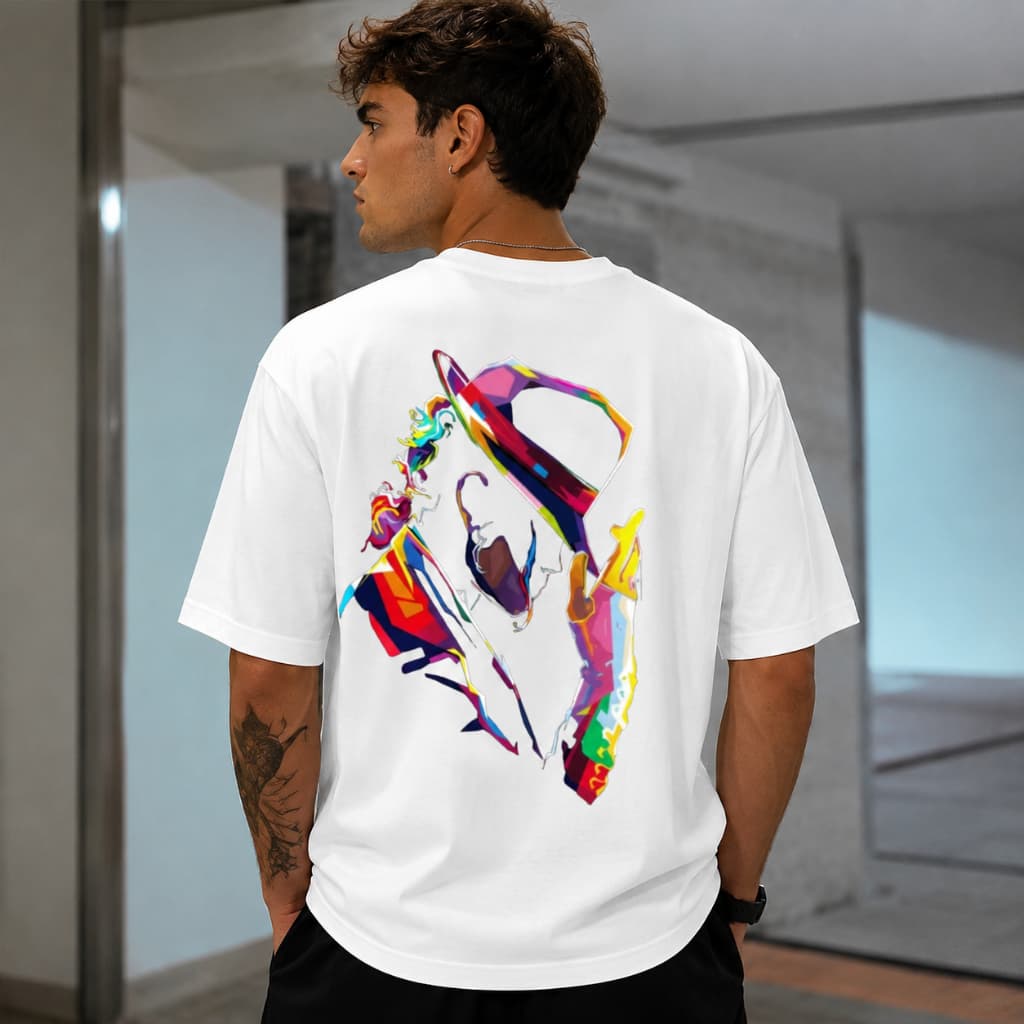 Camiseta Masculina Estilosa Estampa Rei Do Pop Michael Luva Camisa 100% Algodão Premium