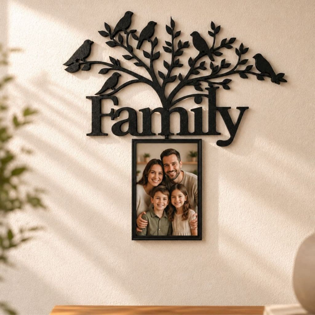 Quadro Decorativo Árvore da Família Porta Retrato Moldura Foto 10x15 Decoração de Parede Presente Family