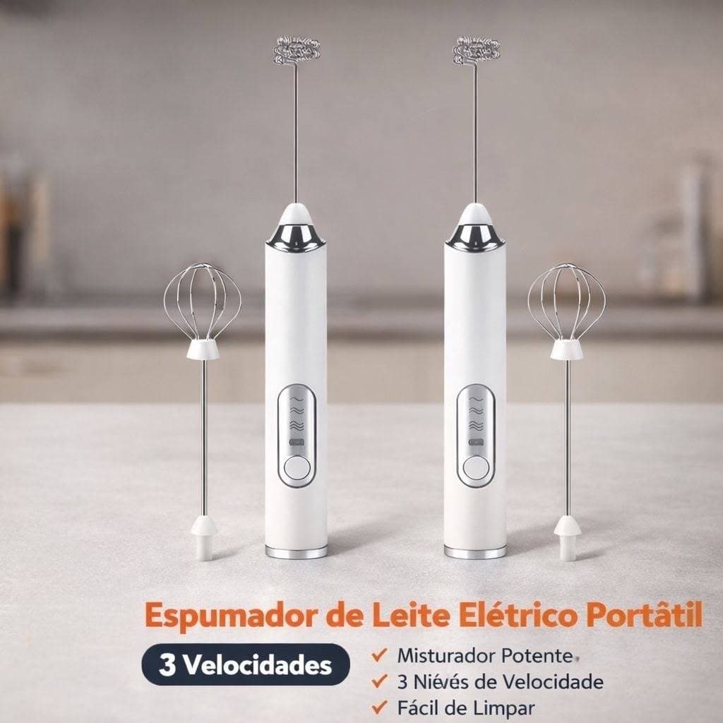 Kit 2 Mixer Batedor Misturador Nov Elétrico 2 em 1: Perfeito para Bebidas Leite, Café e Clara de Ovo