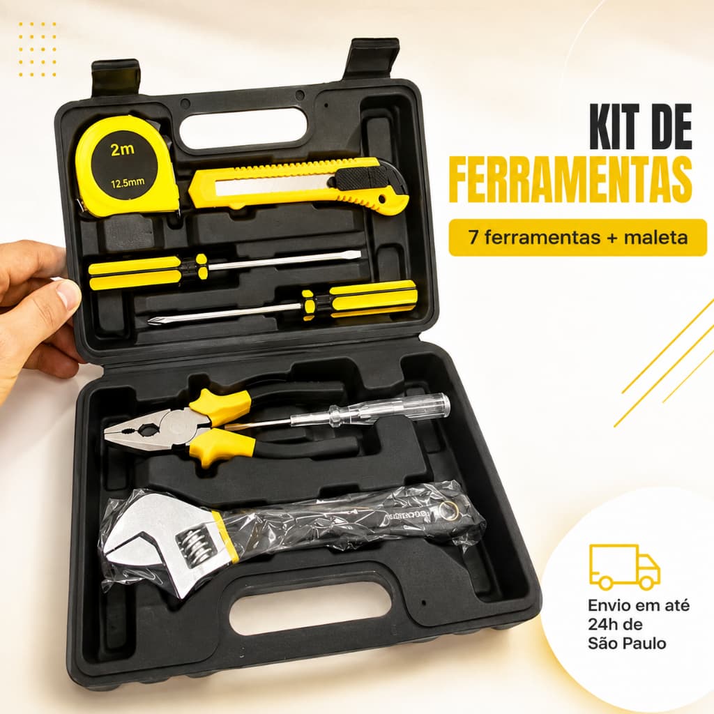 Kit de Ferramentas 7 Peças com Maleta Portátil para Casa