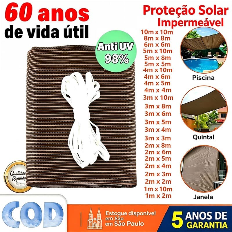 Cobertura Sombrite castanho /Amarelo castanho Tela Sombreamento 98% para Garagem Instalação Rápida Vários tamanhos