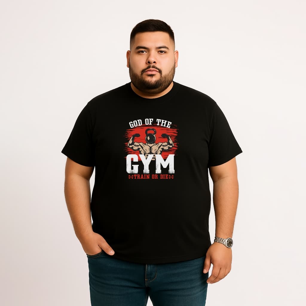 CAMISETA PLUS SIZE MASCULINA ALGODÃO ACADEMIA DEUS ACADEMIA KETTLEBELL MUSCULOSO