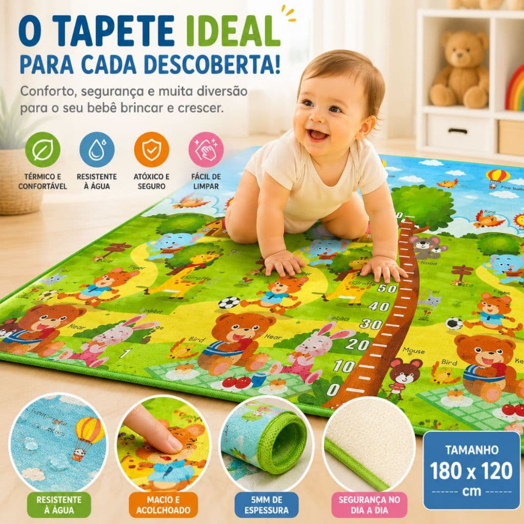 Tapete Térmico Infantil Conforto Desenvolvimento Segurança Resistente Colorido Dobravel Macio Leve
