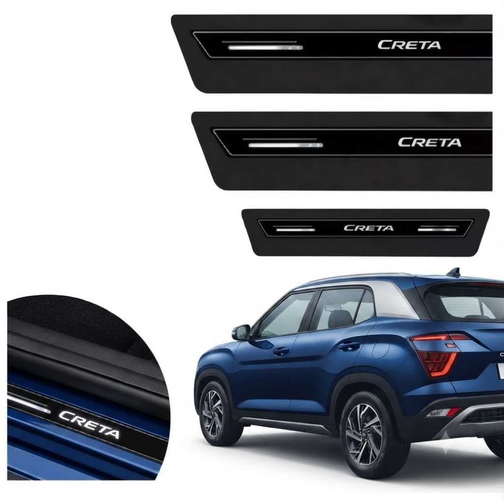 soleira 8 peças creta kit porta proteção carro premium resinada