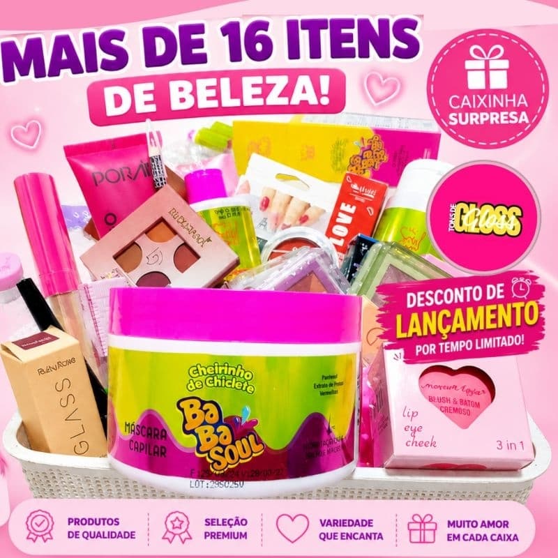 Kit Beleza Caixinha Surpresa Completa Maquiagem Skincare Banho Premium Produto Capilares Acessório Feminino Envio Rapido