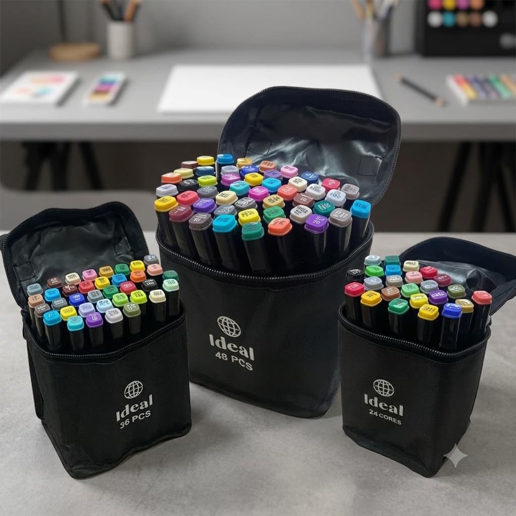 Estojo Kit com 24/36/48 Canetas de Colorir Boby Goods Bobbie Good