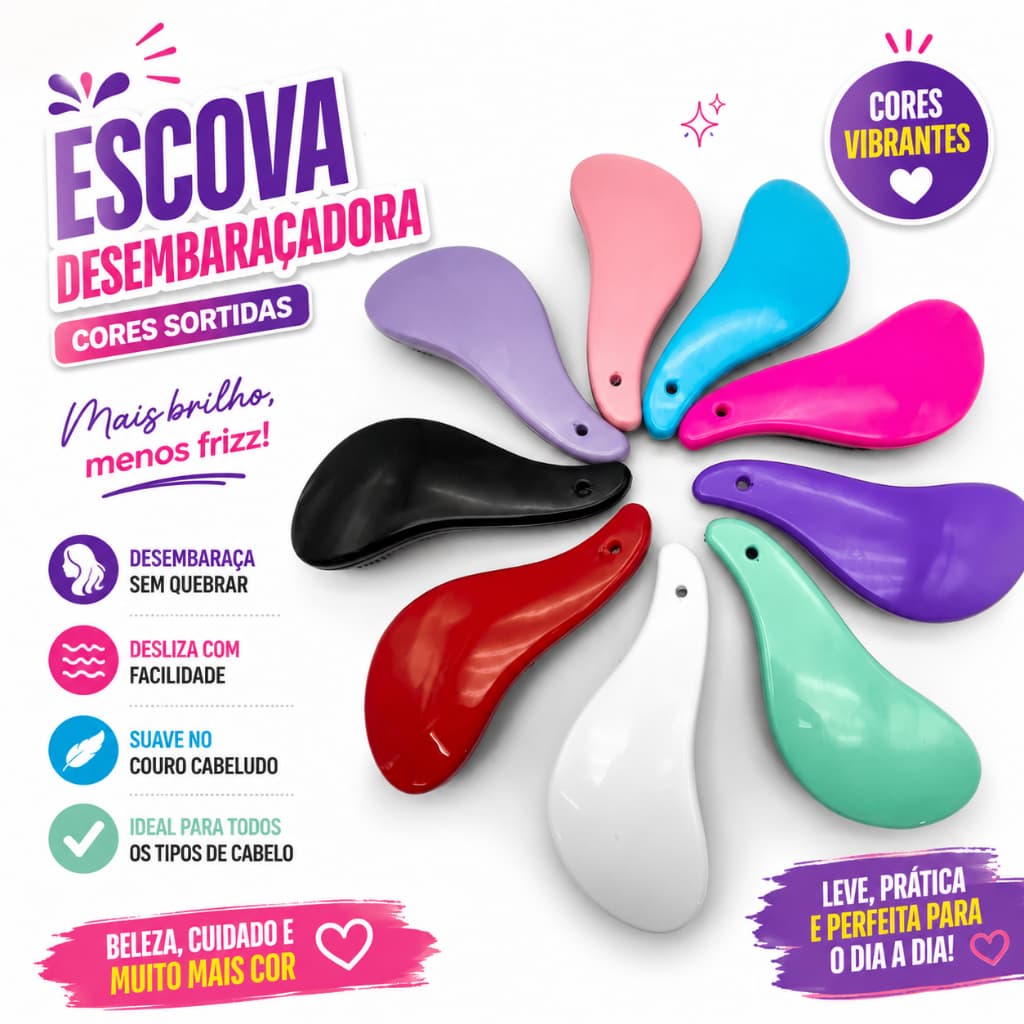 Kit 30 Escovas Mágicas Pra Cabelo Anti Frizz Profissional