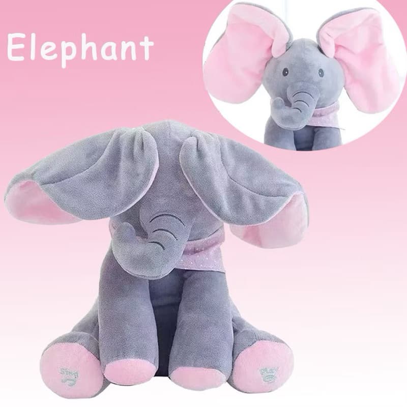Brinquedo De Elefante Cantando Animado Com Orelhas , Pelúcia De Anime De Desenho Macio Eletricamente , Presente