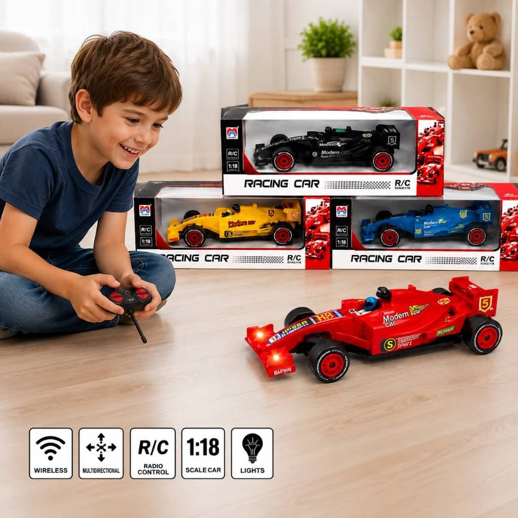Carro Controle Remoto Fórmula 1 F1 RC Corrida Infantil Com Luz Escala 1:18 Brinquedo Presente Criança