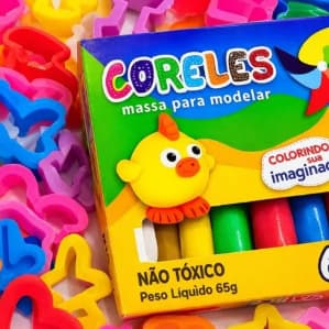 Kit Massinha De Modelar 12 Cores Macias + 6 Moldes Cortadores De Brinde Brinquedo Infantil Pedagógico