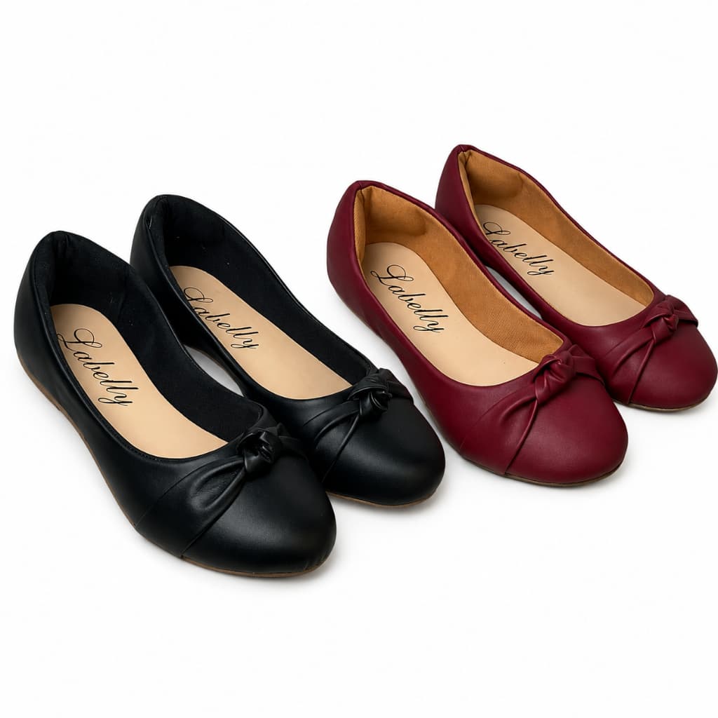 Kit 2 Pares de Sapatilhas Femininas Confortáveis Casual com Laço Dia a Dia Labelly