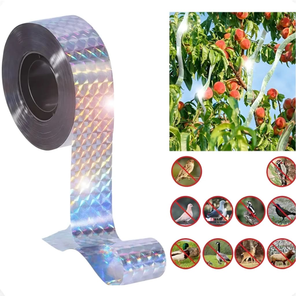Fita Espanta Pássaros Holográfica 4,8cm x 45m Anti Pássaros Refletiva Decoração Artesanato