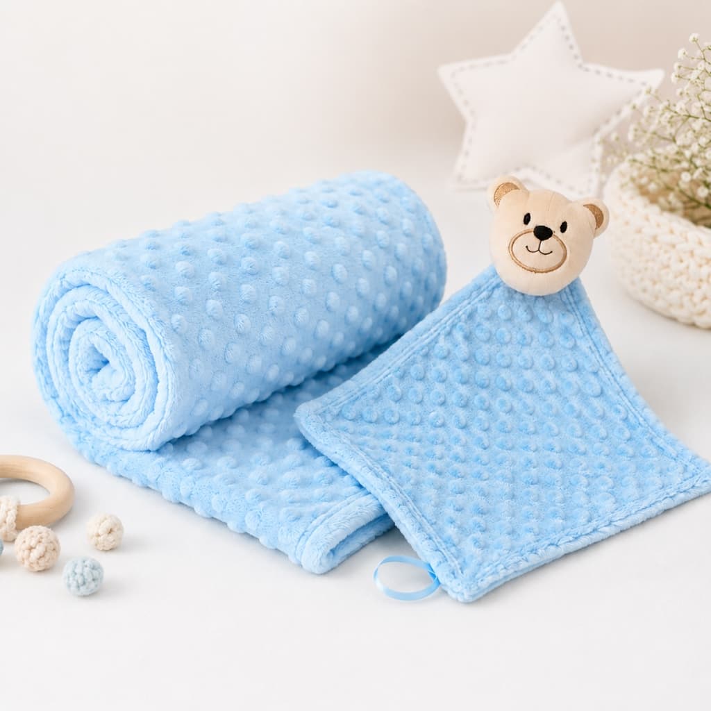 Manta Cobertor de Bebê c/ Naninha Para Menina Menino Infantil Mantinha Premium 02 Peças