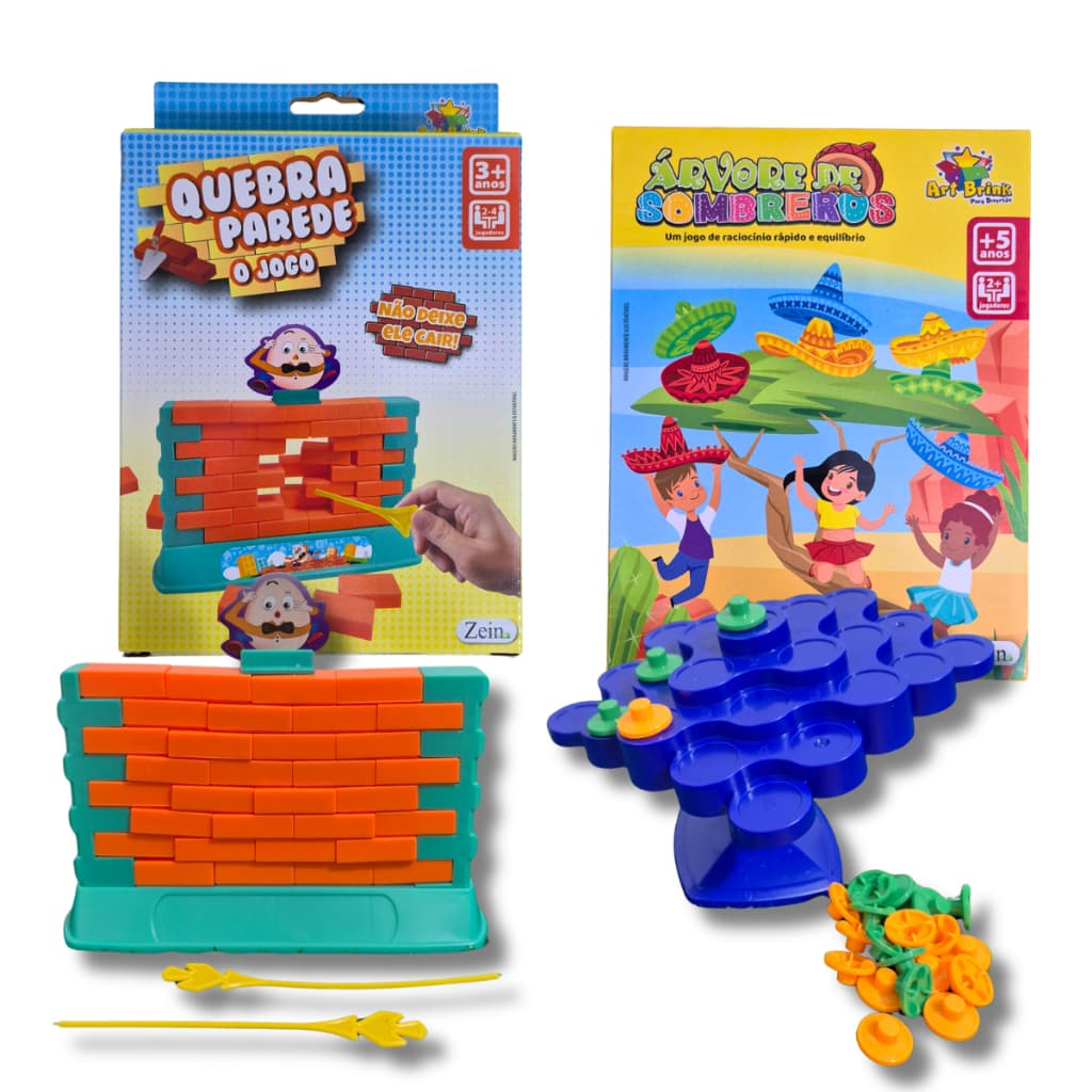Kit Jogos Educativos Árvore de Sombreros Equilíbrio Infantil Brinquedo Educativo Raciocínio 2+ Jogadores 5 Anos+