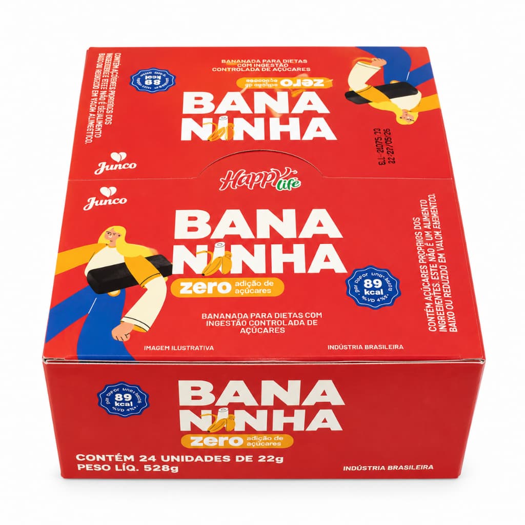 Doce Bananinha  Sem Adição de Açúcar 24 Un 22g Happy Life