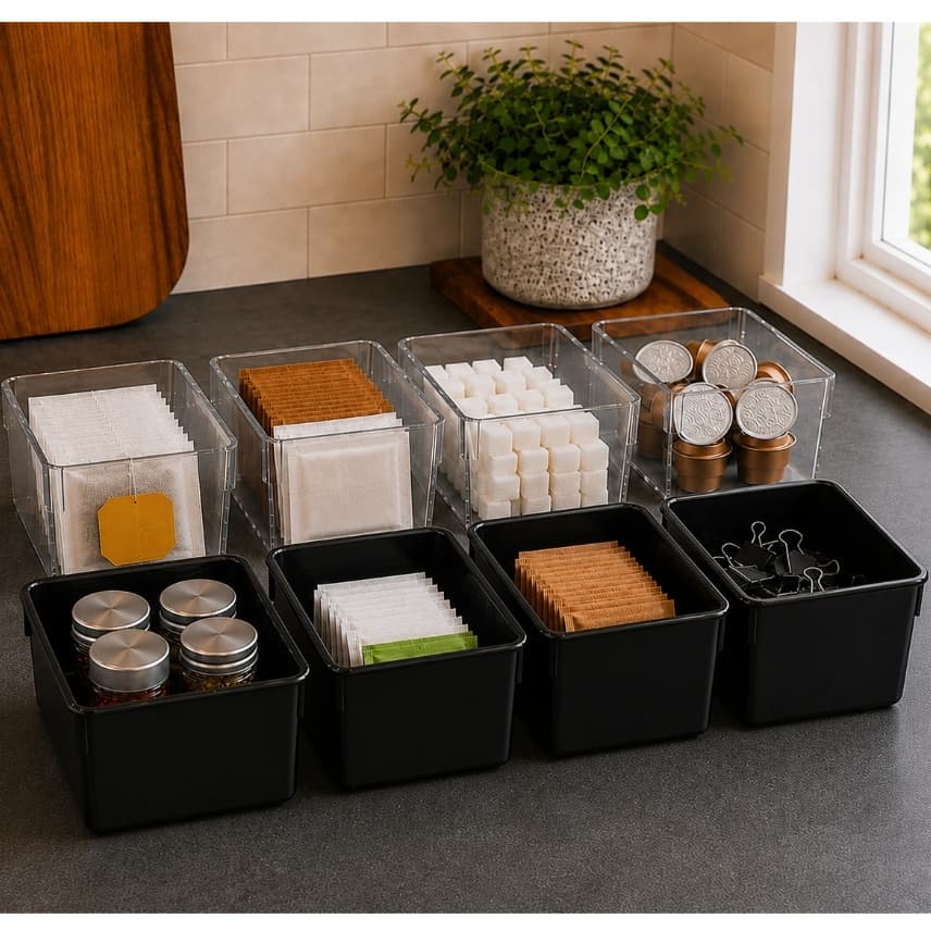 Kit com 6 Organizadores de Acrilico Pequenos Multiuso Modular Geladeira Gaveta Armario Cozinha Benheiro