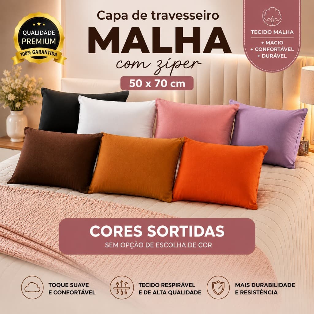 Par de Fronhas 50x70 em Malha Gel com Zíper Toque Macio Conforto e Qualidade