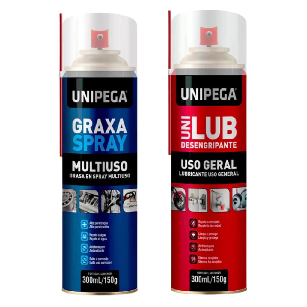 Kit Graxa Spray Lubrificante Multiuso 300ml + Desengripante Lubrificante Unilub 36,90