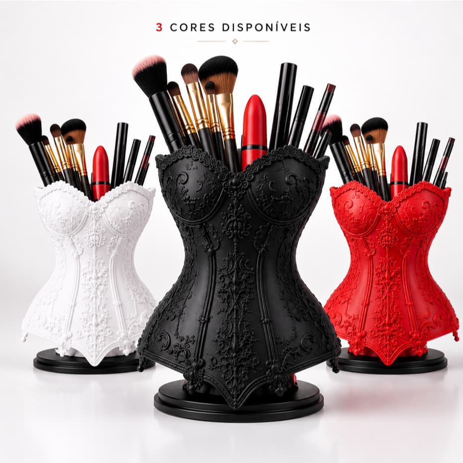 Organizador de Maquiagem Corset Gotico Veneziano Porta Pinceis Porta Batons Decoracao Elegante Premium Luxo