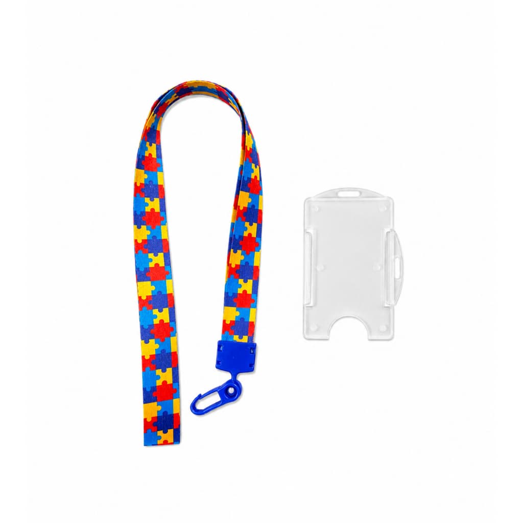 Kit Cordão Autista Autismo Pescoço Fecho Engate Rápido + Porta Crachá