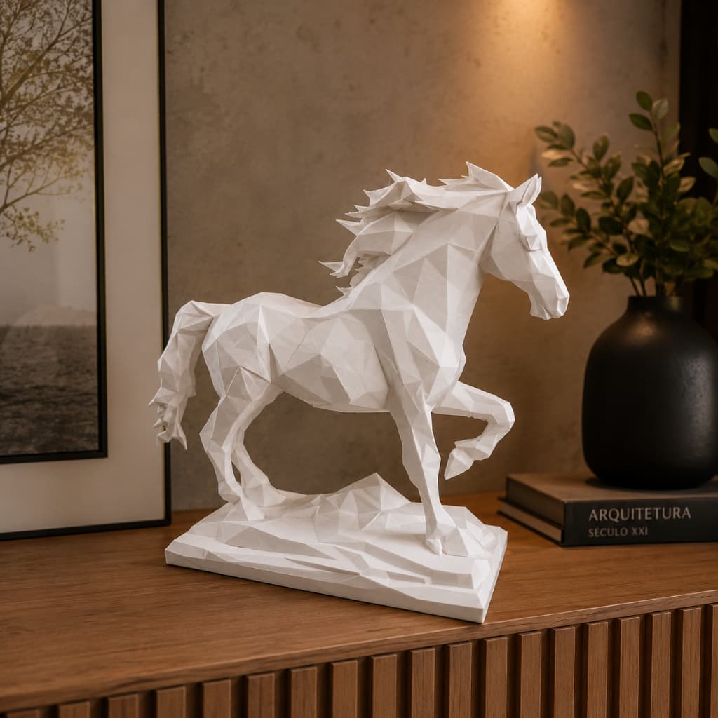 Escultura Cavalo Moderno Decorativo Estátua Cavalo Luxo | Ideal Para Sala, Escritório | Decoração Premium Rústico