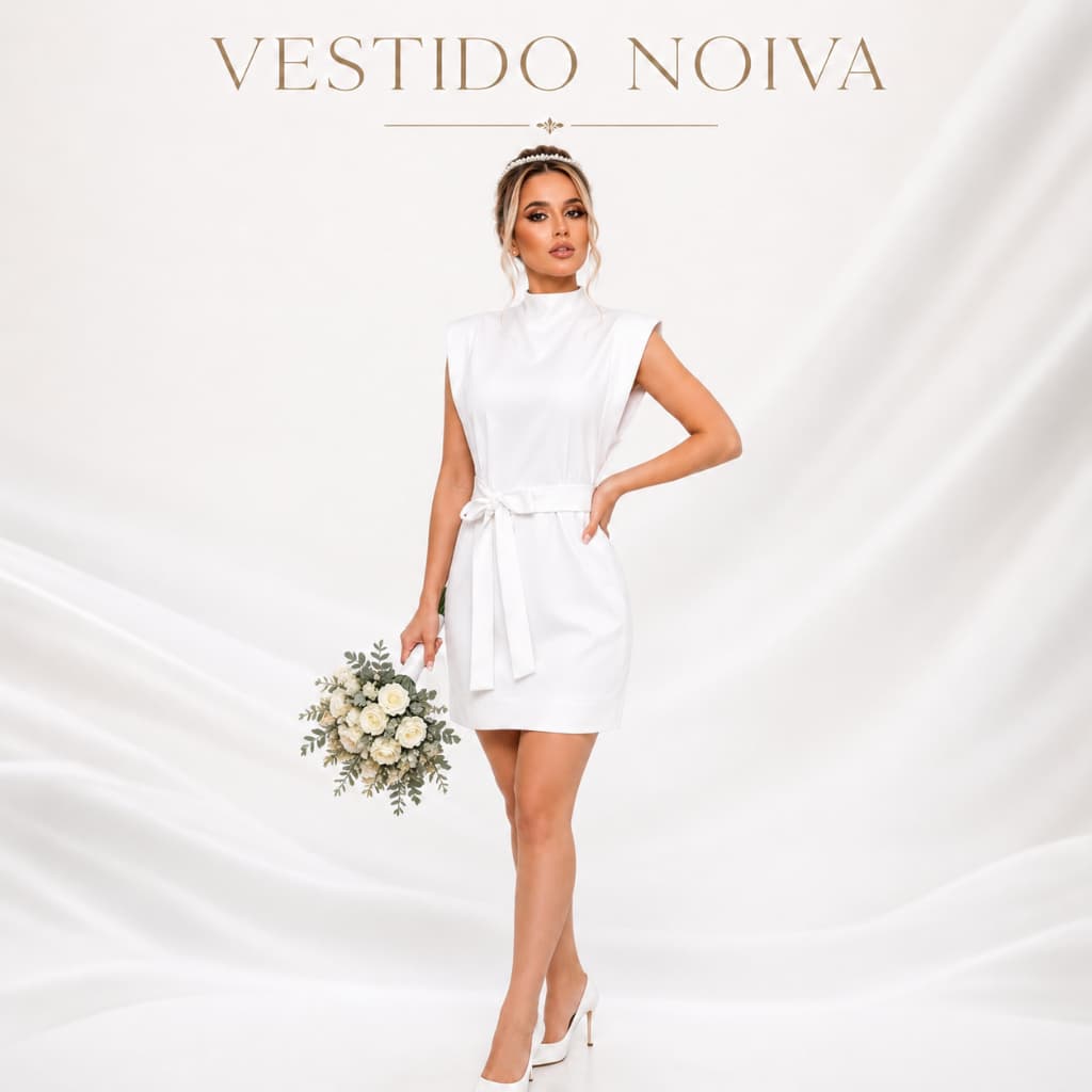 Vestido de Noiva Para Casamento no Civil Pré Wedding Noivado e Batizado Social Formal Do PaoGG