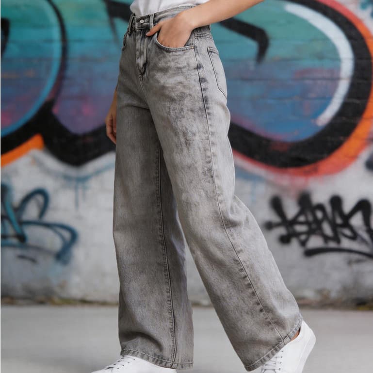 CALÇA  BALÃO Feminina RETA BOCA LARGA ESTILO Skate Preto Estonado